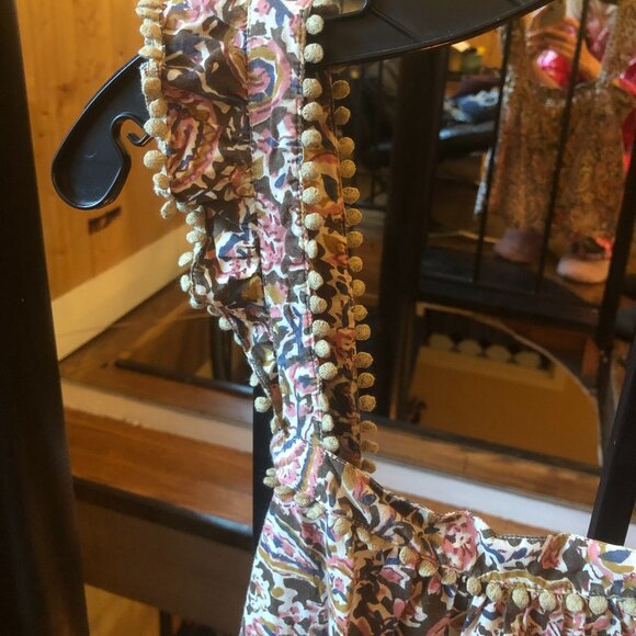 Sezane Abby Paisley Pom Pom Tank Blouse - Picture 5 of 7